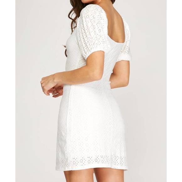 NEW SHE + SKY eyelet mini dress in off white - Picture 2 of 3